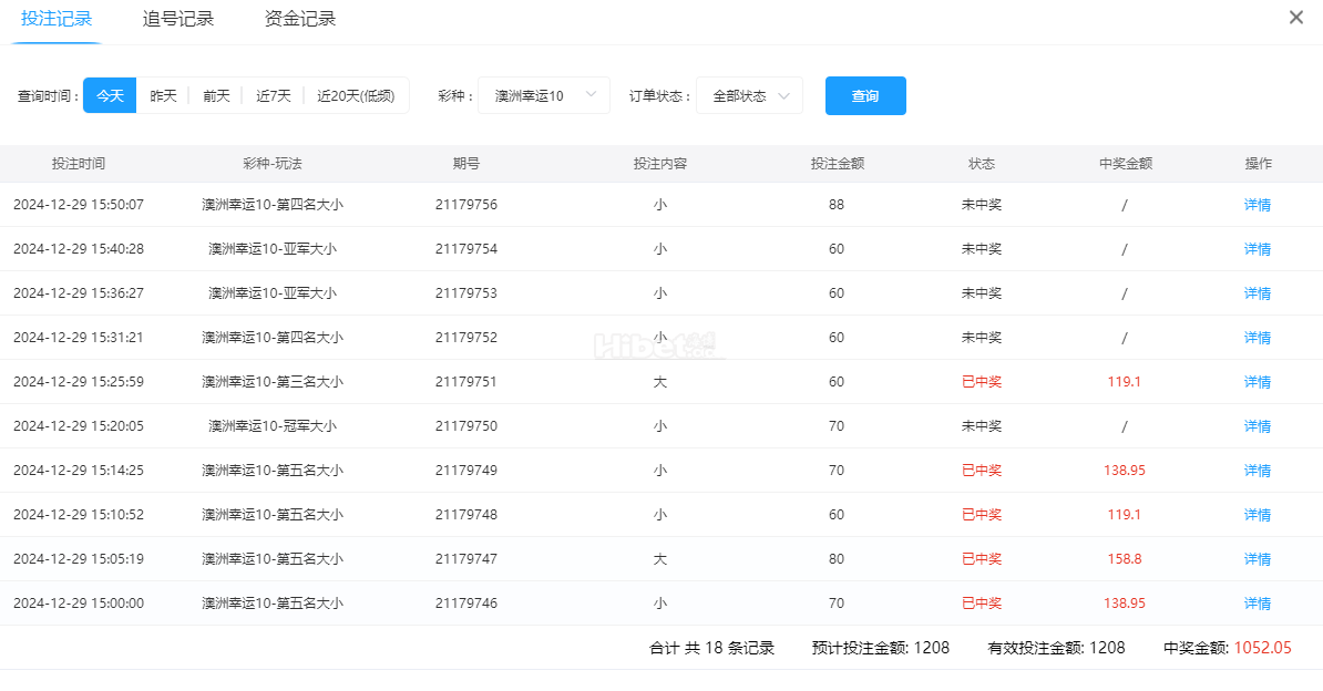 今天的澳洲幸运10游戏输了几十