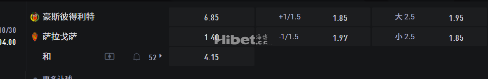 西班牙国王杯10/30 04:00 豪斯彼得利特VS 萨拉戈萨