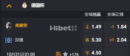 德国杯 01:00  弗赖堡[德甲5] - 汉堡[德乙5]