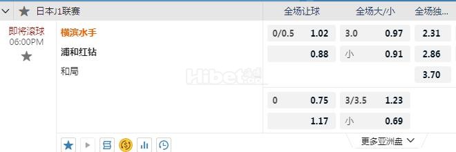 日职联 18：00 横滨水手VS浦和红钻