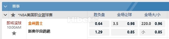 NBA 10/31 10:00   新奥尔良鹈鹕 - 金州勇士