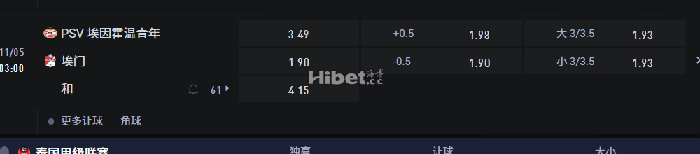 荷兰乙级联赛 /05 03:00 PSV 埃因霍温青年VS 埃门