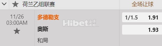 荷乙 03:00  多德勒支[8] - 奥斯[15]