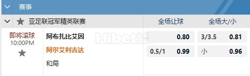 亚冠精英 11/25 22:00  艾因  -  吉达国民