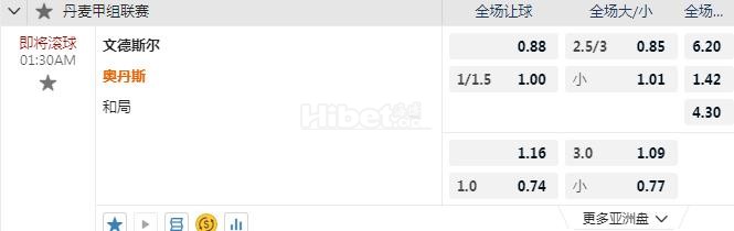 丹甲 1：30 文德斯尔VS欧登塞