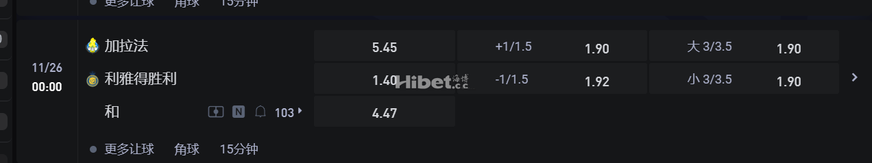 亚足联冠军精英联赛   11/26  00:00   加拉法V S 利雅得胜利